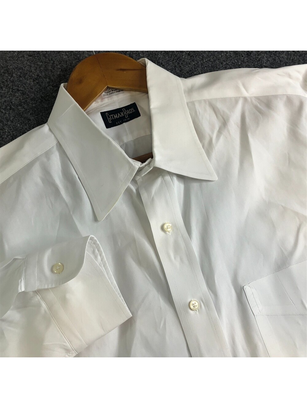 Gitman Bros Oxford Dress Shirt Mens 17 33 Solid White Button Front TTX Vintage